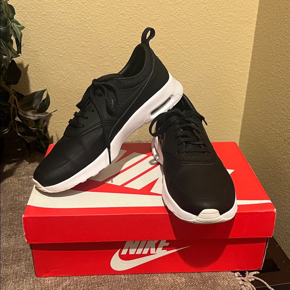 Nike Air Max Thea PRM Black and White Athletic Shoes